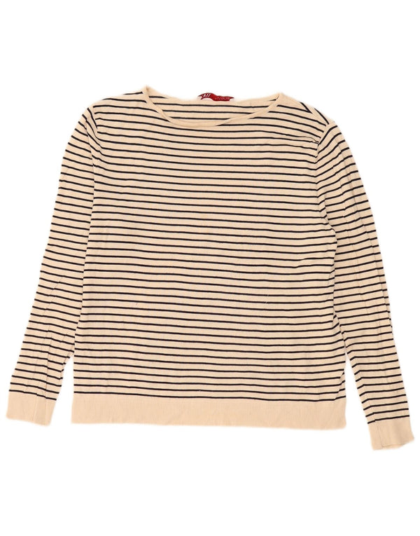 Top femeie Zara cu mânecă lungă UK 14 Medium Bej, viscoză cu dungi
