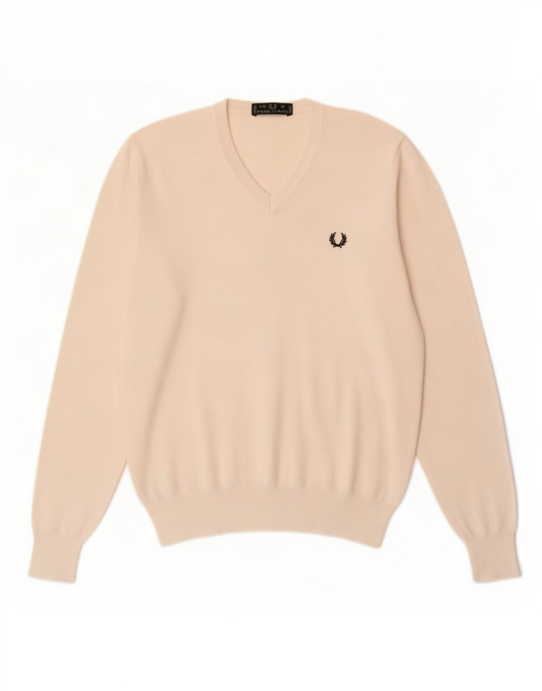 Pulover pentru bărbați Fred Perry cu decolteu în V, mic din bumbac alb