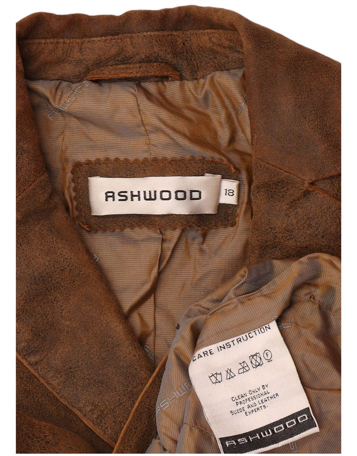 Jachetă pentru femei Ashwood de piele intoarsa cu 2 nasturi, UK 18 XL, maro