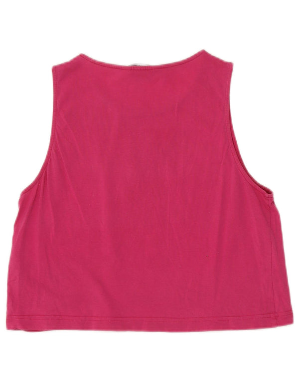 Calvin Klein Jeans pentru femei Crop Graphic Vest Top UK 12 Medium Pink Bumbac