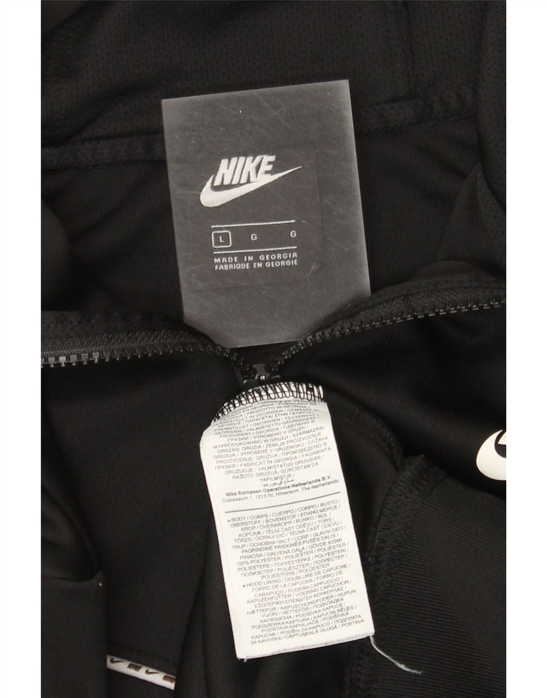 Pulover Nike pentru bărbați, cu fermoar, poliester mare, negru