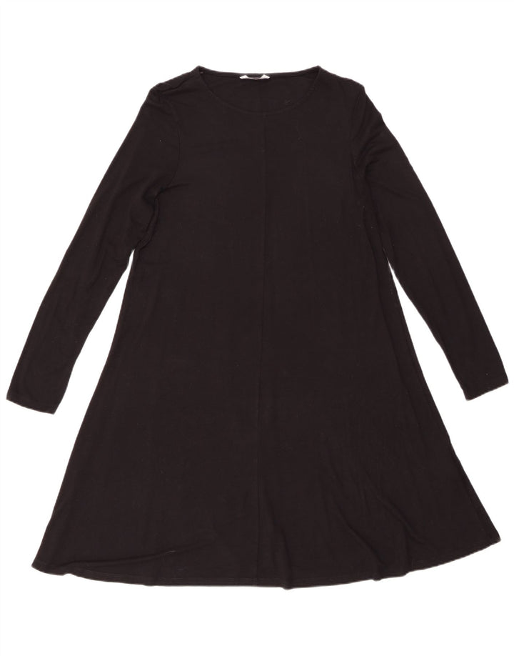 Rochie A-Line cu mânecă lungă pentru femei Marks & Spencer UK 12 Medium Black Viscose
