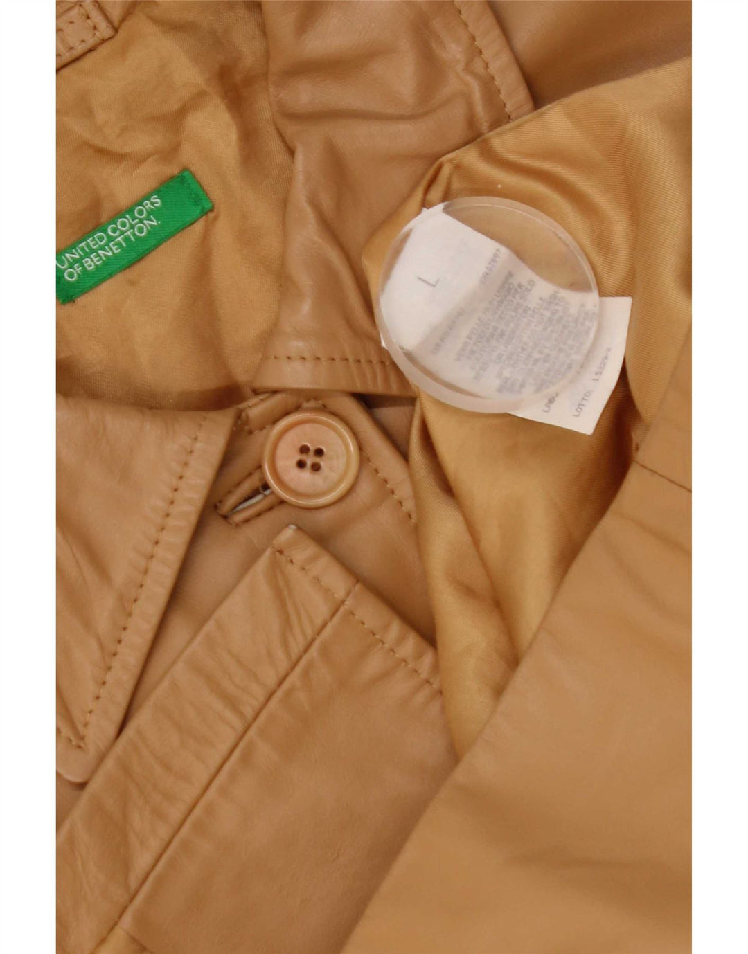 Geacă de piele Benetton pentru femei UK 16, piele mare bej