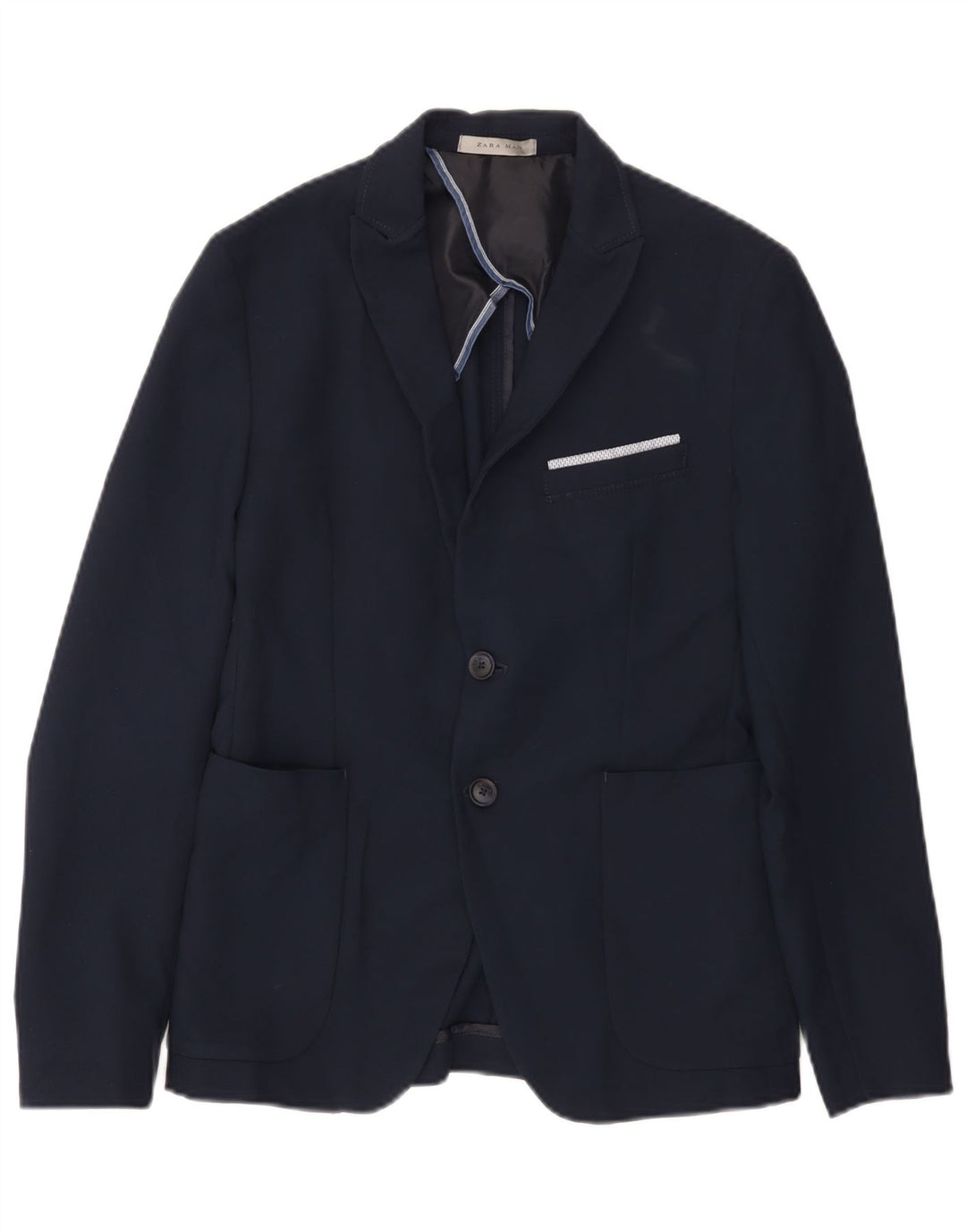 Blazer pentru bărbați Zara, cu 2 nasturi, UK 36 Poliester, albastru bleumarin mic