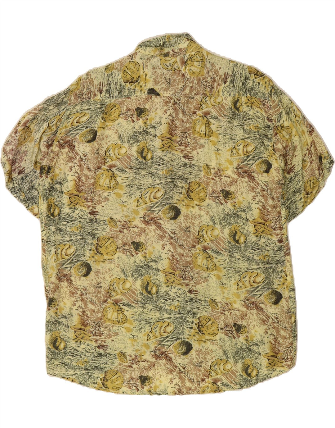 VINTAGE Mens Short Sleeve Shirt Large Beige Floral Vintage Vintage and Second-Hand Vintage from Messina Hembry 