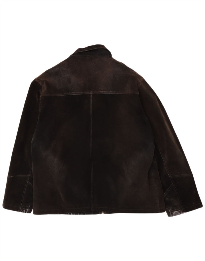 Jachetă vintage pentru bărbați din piele intoarsa UK 42 XL din piele maro