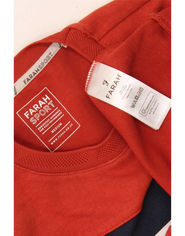 Pulover Farah pentru bărbați, bumbac color bloc, portocaliu mediu