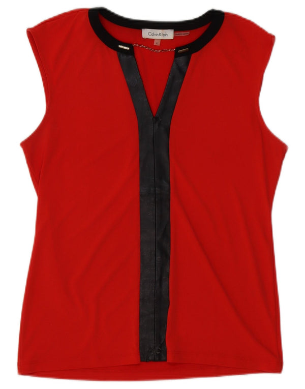 Bluză Calvin Klein Femei Top UK 10 Small Red Colorblock Poliester