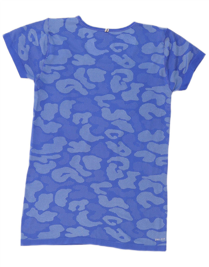 Tricou NIKE Dri Fit pentru femei Top UK 10 Small Blue Camouflage