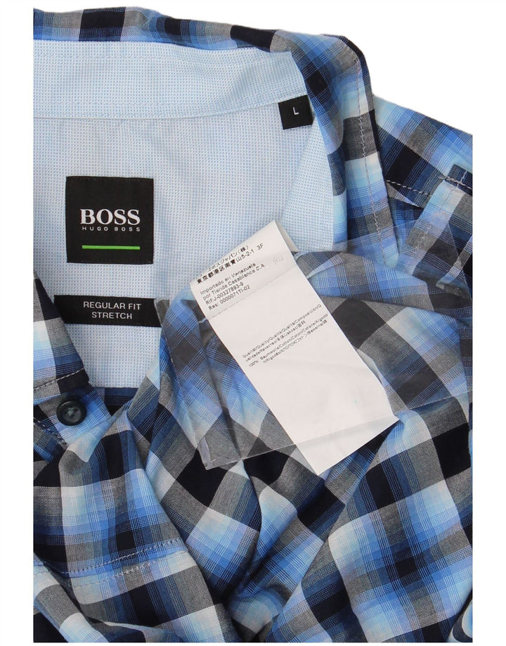Cămașă pentru bărbați Hugo Boss Stretch Regular Fit, mare, albastru, din bumbac