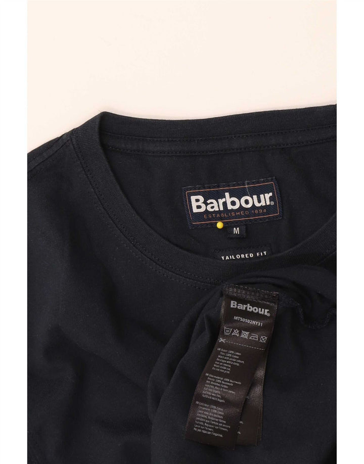 Tricou grafic Barbour croit pentru bărbați Top mediu din bumbac bleumarin