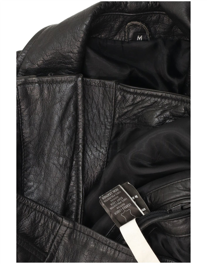 Jachetă de motociclist din piele vintage pentru femei UK 14 Medium din piele neagră