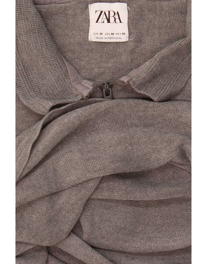 Tricou polo Zara pentru femei UK 14 Medium Gri Pete