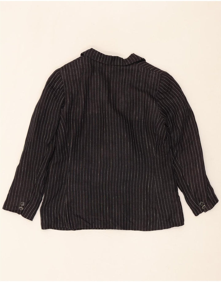 LES COPAINS Womens 3 Button Blazer Jacket UK 14 Medium Black Striped Vintage Les Copains and Second-Hand Les Copains from Messina Hembry 