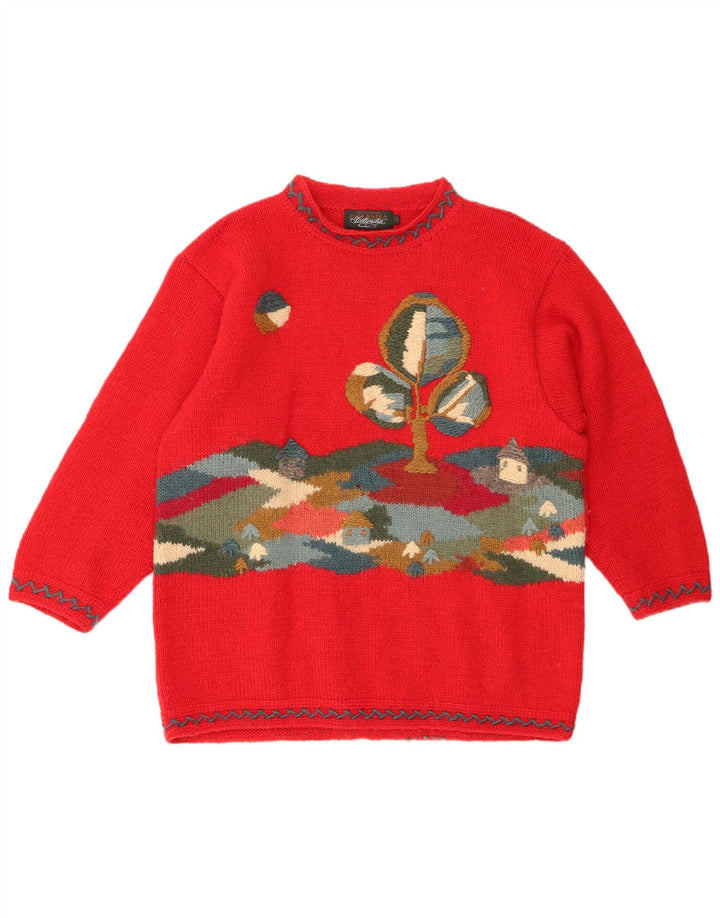 ICELANDIA Pulover cu gât țestoasă supradimensionat pentru femei UK 10 Small Red