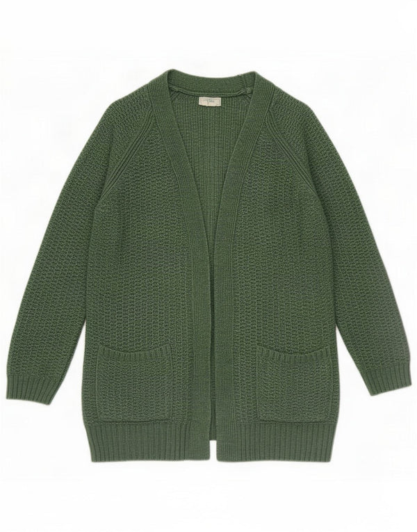 Fat Face Womens Open Cardigan Pulover UK 8 Small Green Acrylic