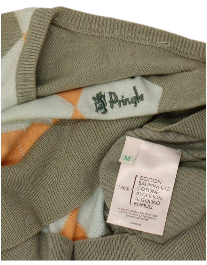 PRINGLE Pulover cu decolteu în V pentru femei UK 14 Medium Khaki Argyle/Diamond