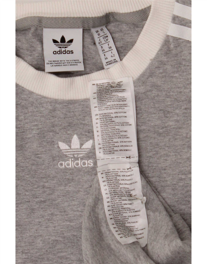 Top pentru femei Adidas cu mânecă lungă UK 10 mic, gri bumbac