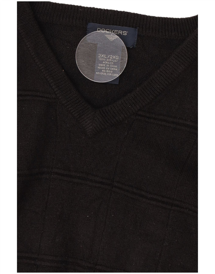 Pulover Dockers pentru bărbați cu decolteu în V, 2XL, acrilic negru