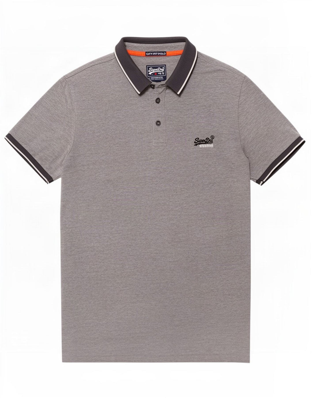 Tricou polo pentru bărbați Superdry, bumbac gri mediu