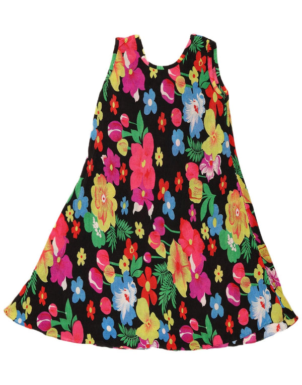 Vintage Womens Sleeveless A-Line Dress UK 14 Medium Multicoloured Floral