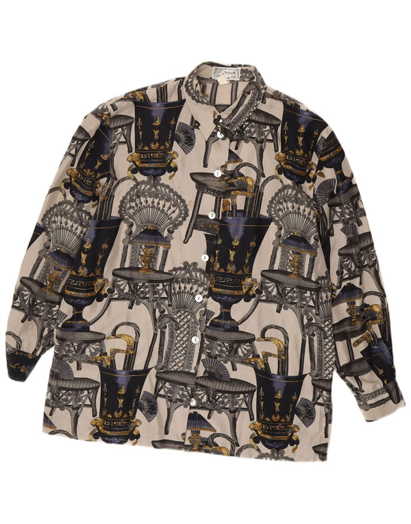 Bluză cămașă cu model abstract Nadine H pentru femei UK 14 mare, multicoloră