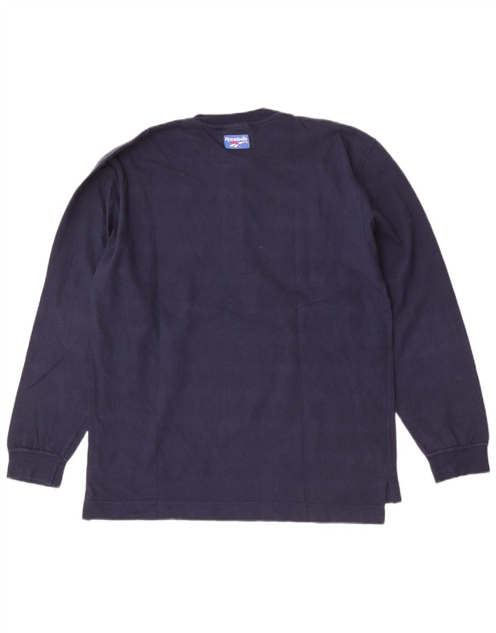 Top pentru bărbați Reebok cu mânecă lungă, mic, albastru, bumbac