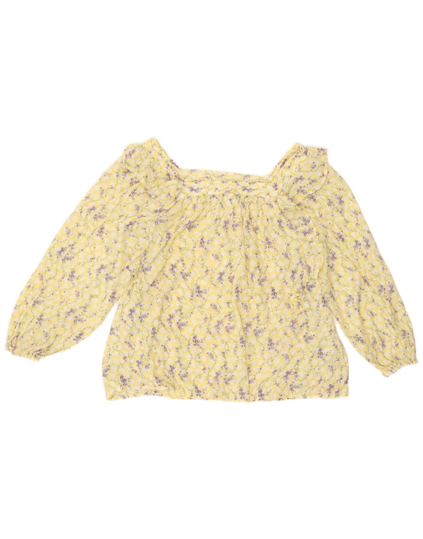 Bluză cu mânecă lungă pentru femei Chaps, UK 10, bumbac floral, galben mic