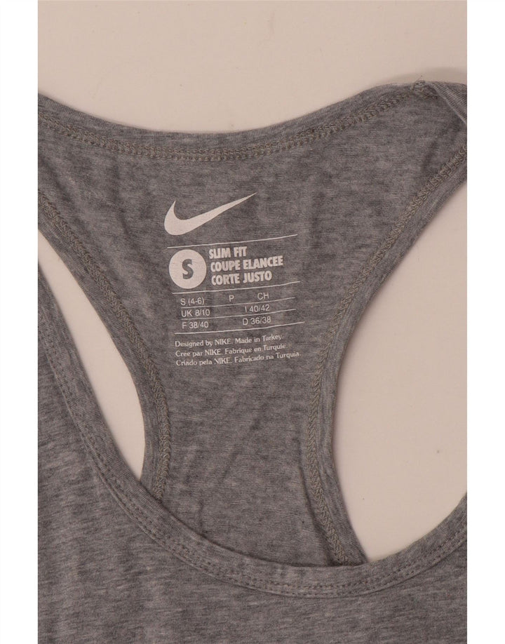 Top cu vestă grafică pentru femei Nike slim fit UK 8/10, gri mic