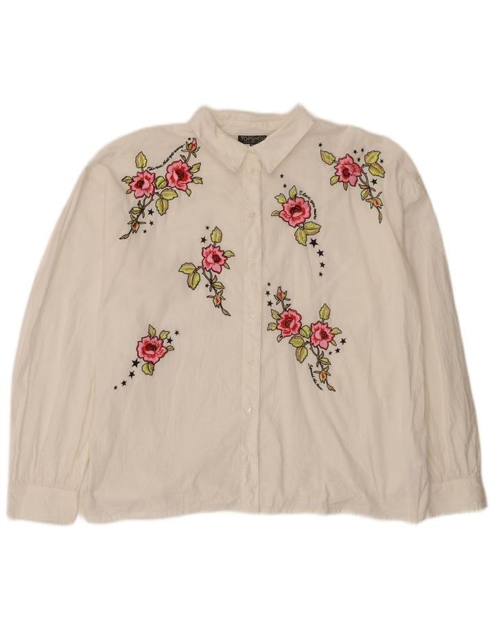 Bluză cămașă supradimensionată pentru femei Topshop UK 12 Medium White Floral