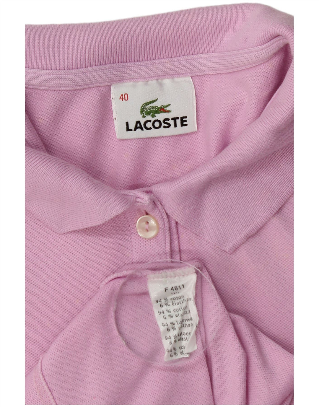 Tricou polo pentru femei Lacoste cu mânecă lungă, mărime 40, bumbac roz mediu