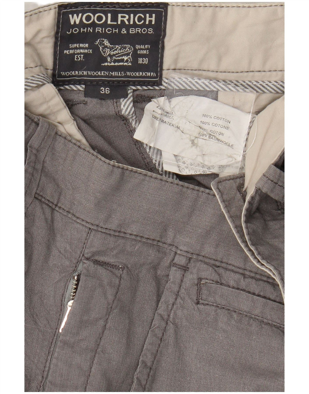 Pantaloni scurți chino pentru bărbați Woolrich W36, bumbac gri mare