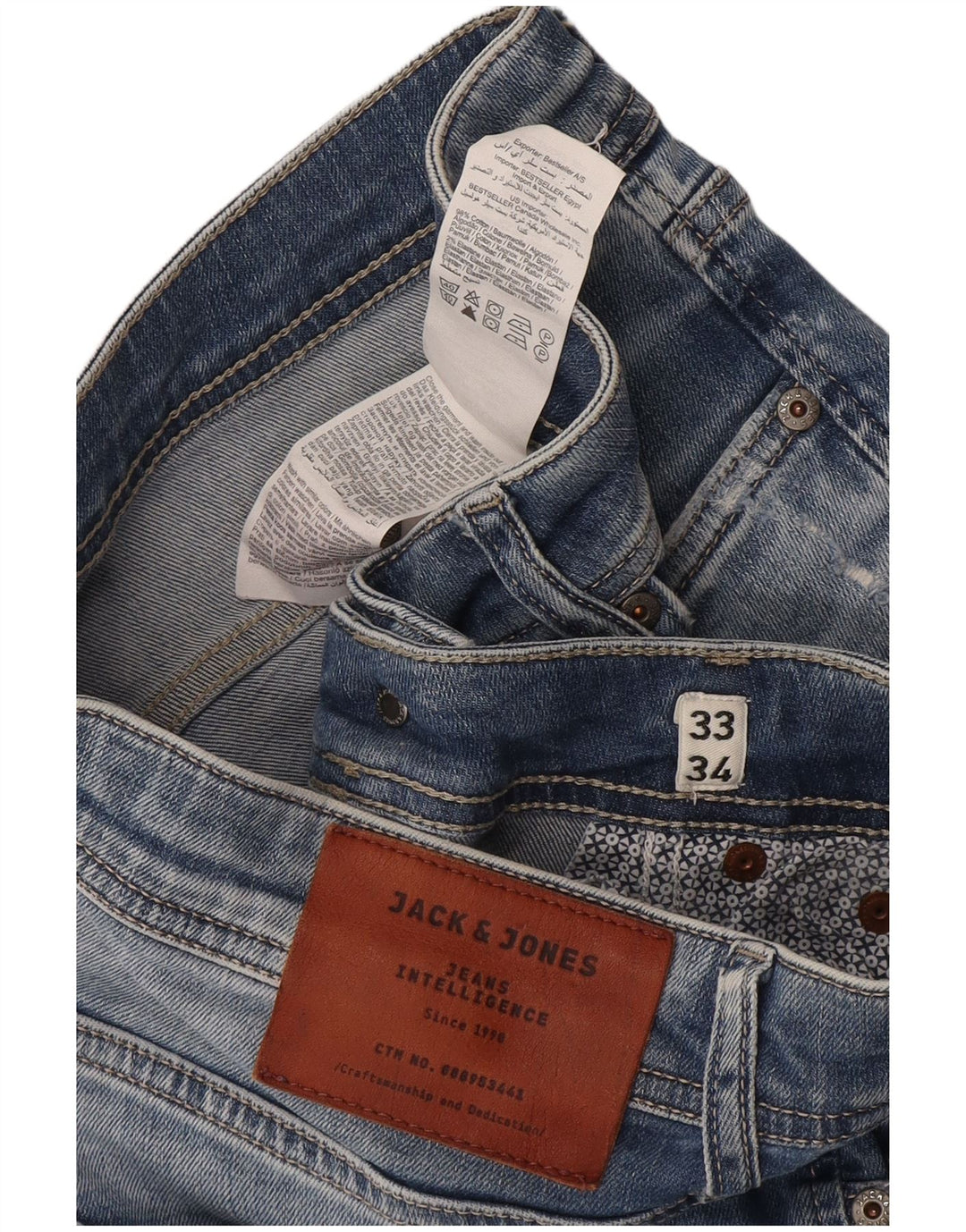 Blugi slim pentru bărbați Jack & Jones Distressed W33 L34 Bumbac albastru