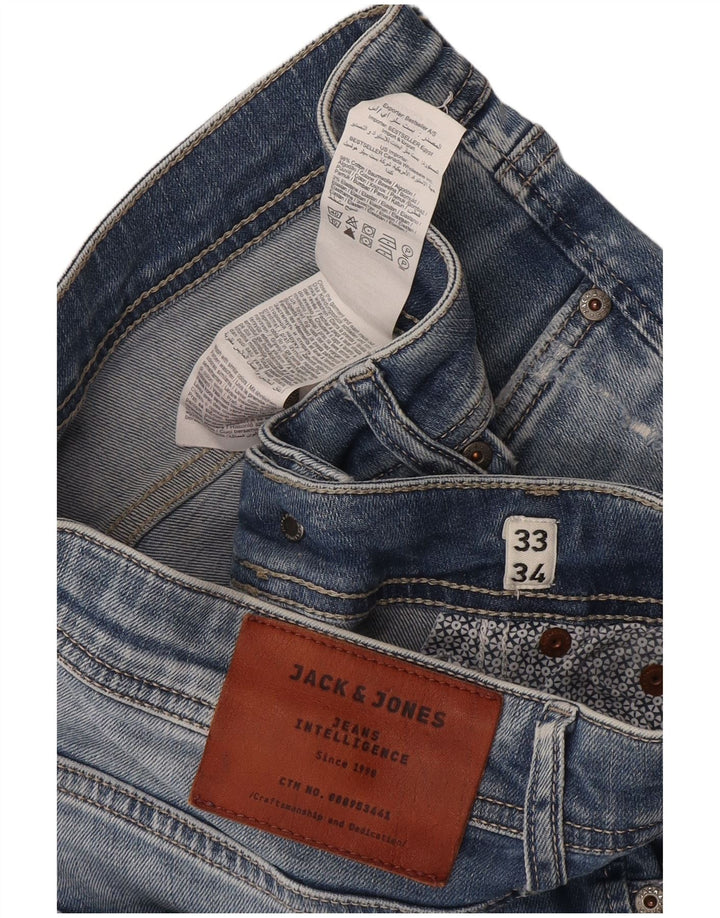 Blugi slim pentru bărbați Jack & Jones Distressed W33 L34 Bumbac albastru