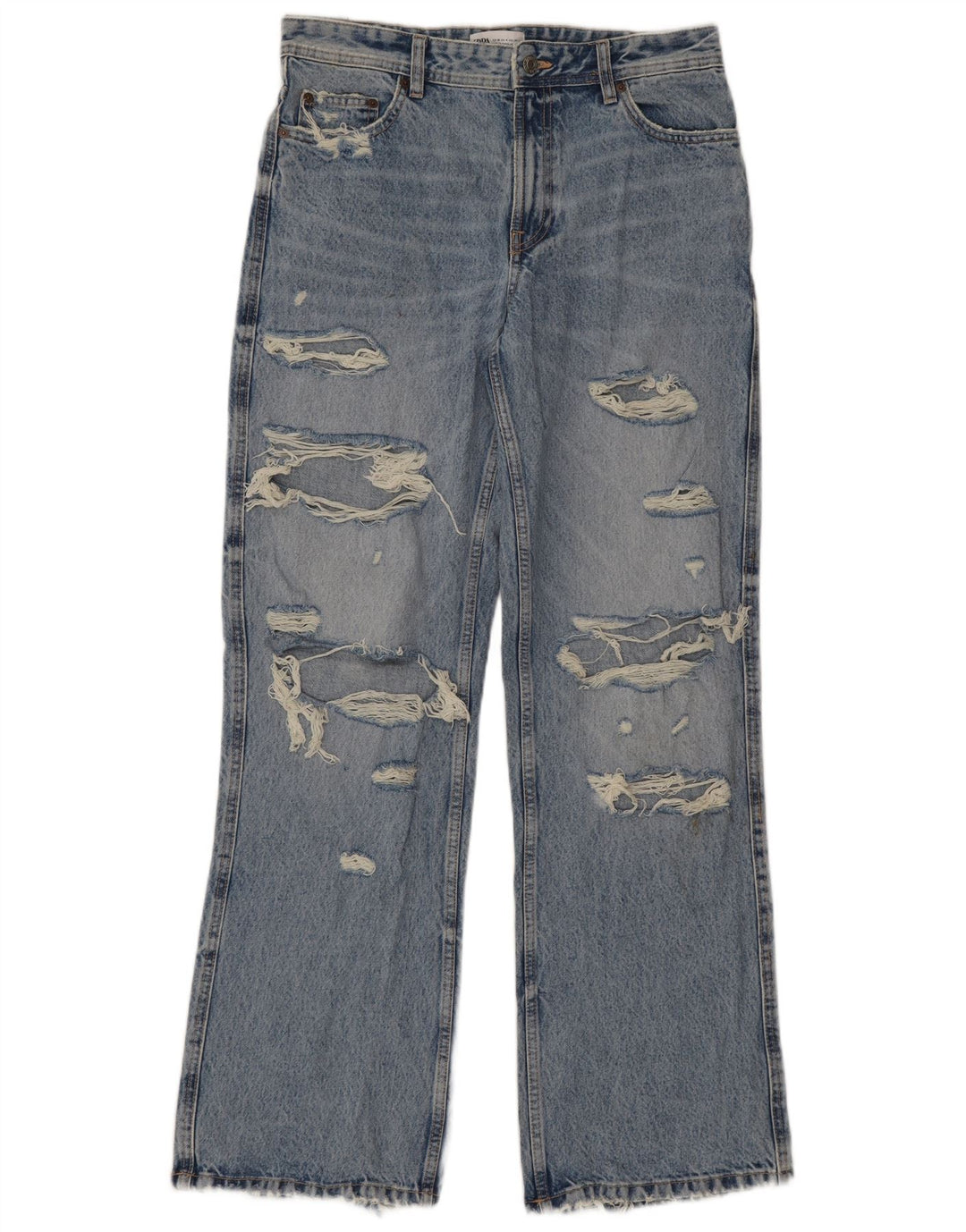 Blugi cu bootcut distressed pentru femei Zara EU 36 XS W26 L32 Albastru