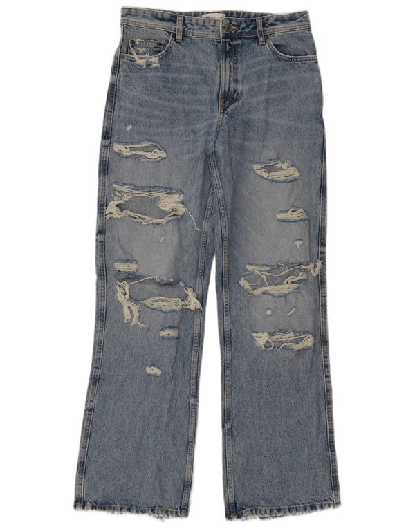 Blugi cu bootcut distressed pentru femei Zara EU 36 XS W26 L32 Albastru