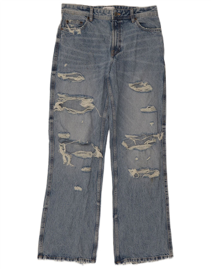 Blugi cu bootcut distressed pentru femei Zara EU 36 XS W26 L32 Albastru