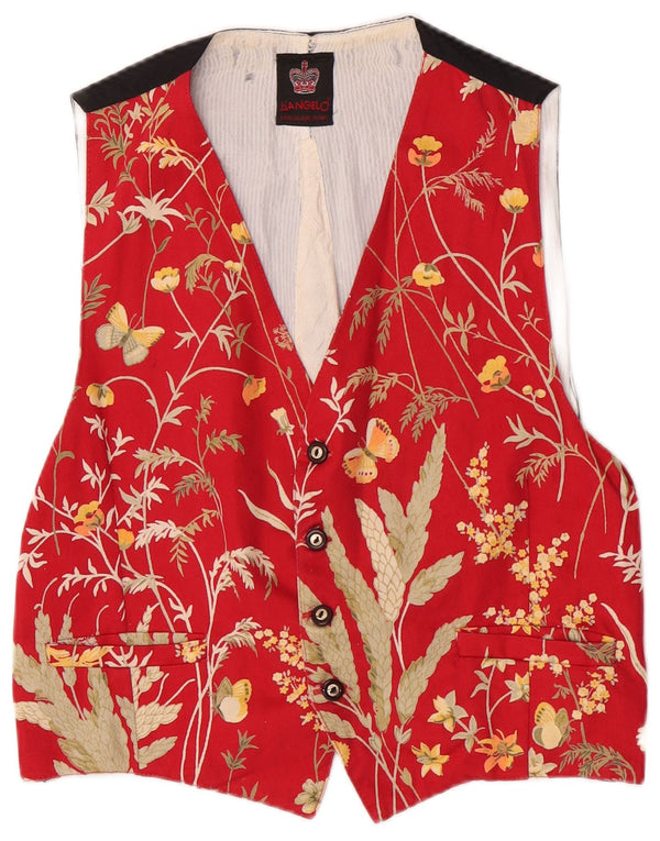 Vestă obișnuită pentru bărbați vintage, roșie, florală