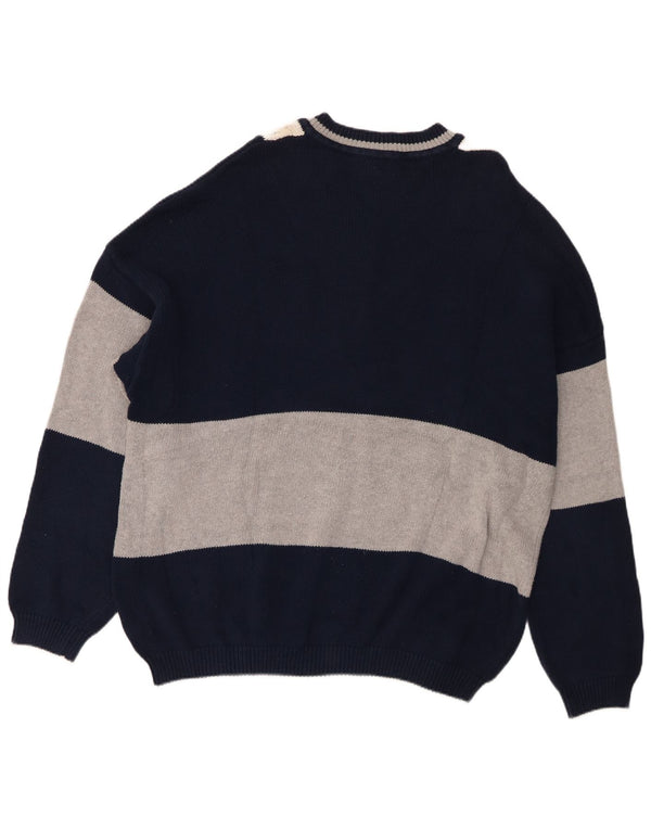 Pulover pentru bărbați Sisley, cu decolteu în V, XL, bumbac color-block, albastru marin