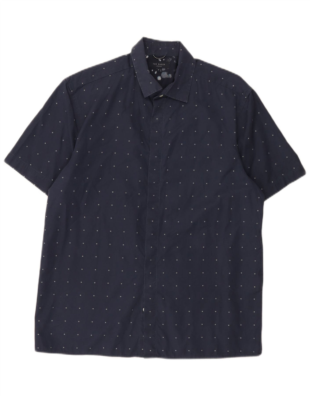 Cămașă cu mânecă scurtă pentru bărbați Ted Baker, mărime 3, medie, bumbac geometric albastru
