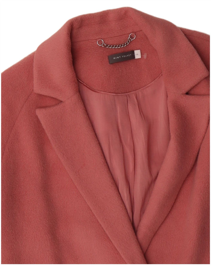 MINT VELVET Pardesiu supradimensionat pentru femei UK 14 Lână mare roz