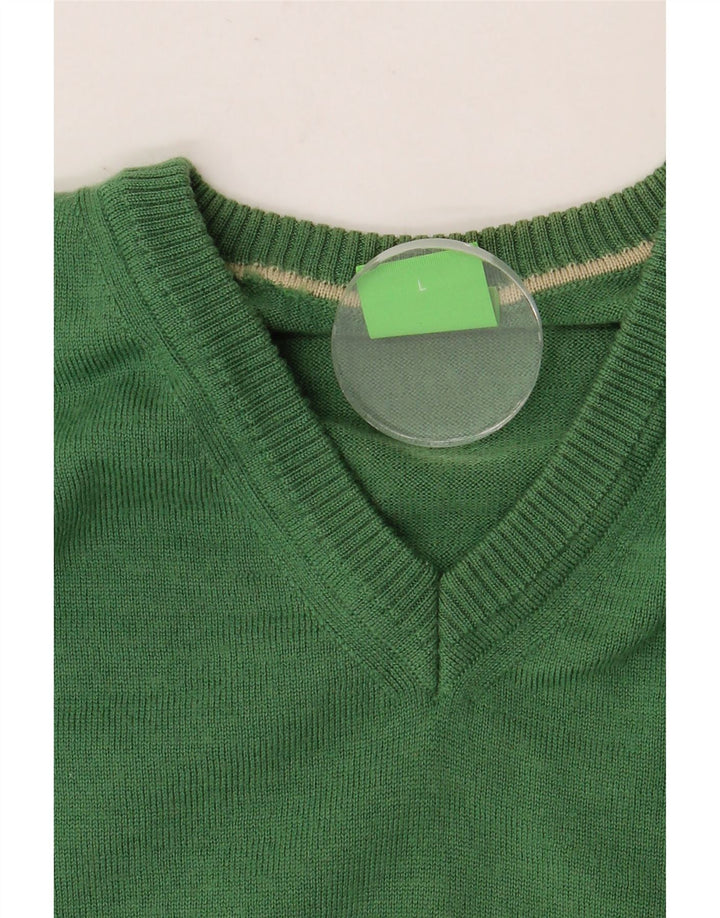 HUGO BOSS Pulover cu decolteu în V pentru bărbați, verde mare