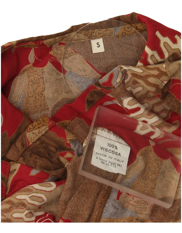 Bluză vintage pentru femei, cămașă supradimensionată UK 10, roșu mic, bloc de culoare
