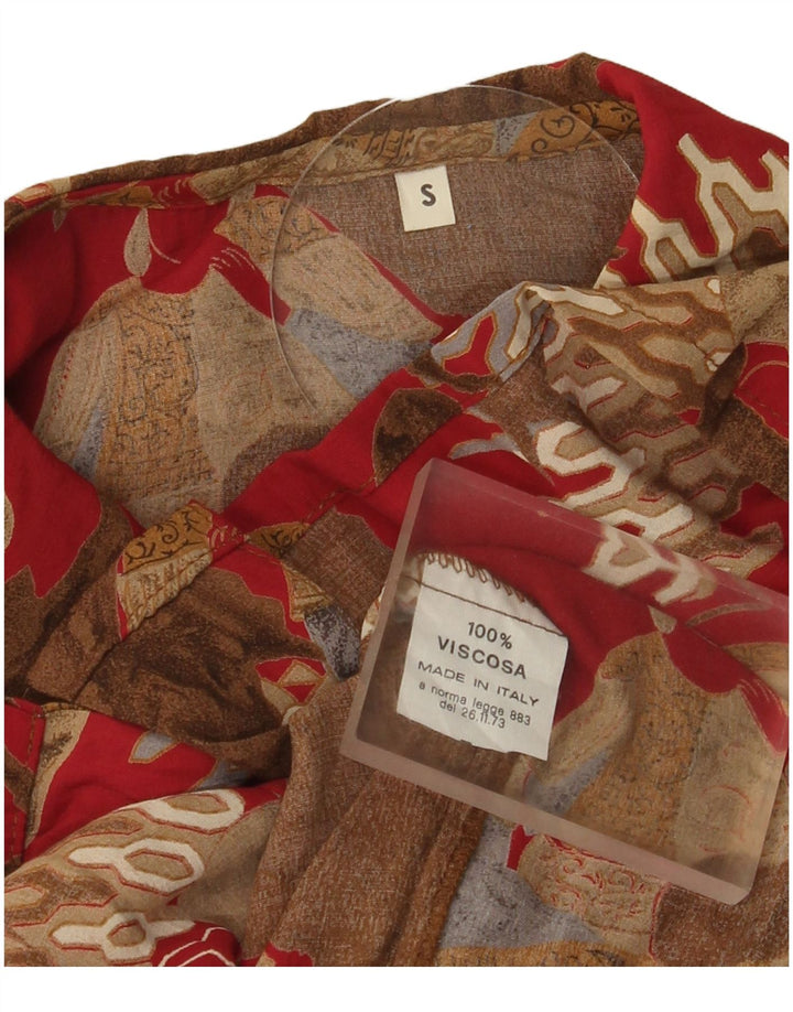 Bluză vintage pentru femei, cămașă supradimensionată UK 10, roșu mic, bloc de culoare