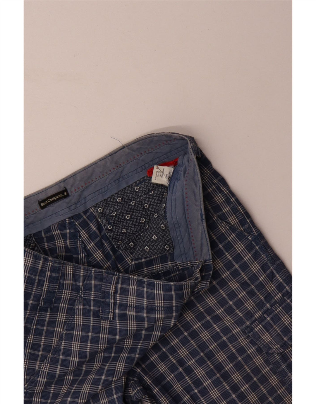 BEST COMPANY Pantaloni scurți cargo pentru bărbați IT 50 Large W34 Blue Gingham Bumbac