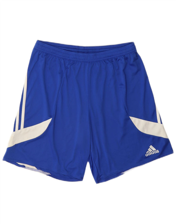 Pantaloni scurți sport pentru bărbați Adidas Climalite, albastru mediu, poliester color bloc