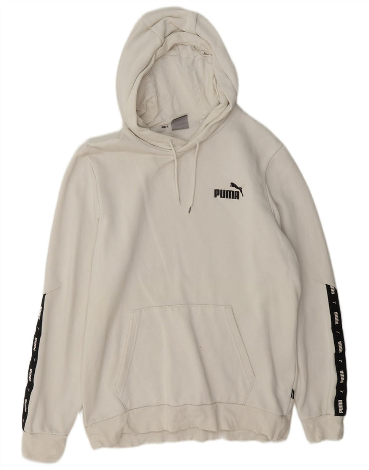 Pulover pentru bărbați Puma Graphic Hoodie, mediu alb, bumbac color bloc