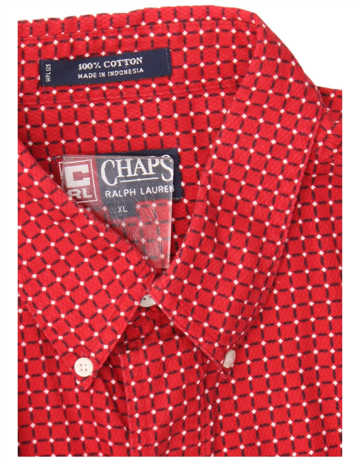Cămașă cu mânecă scurtă pentru bărbați Chaps, bumbac geometric roșu XL