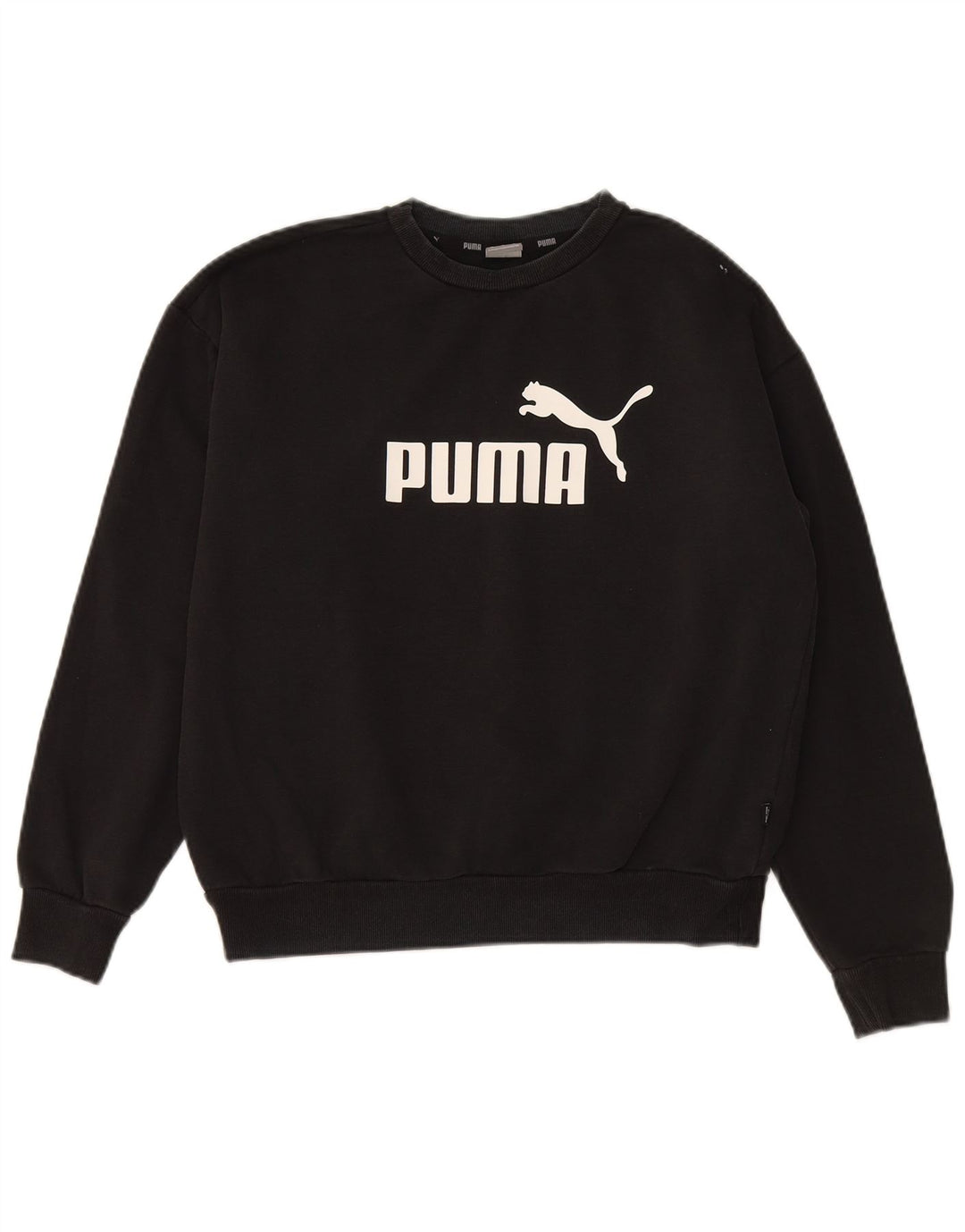 PUMA Womens Graphic Sweatshirt Jumper UK 14 Medium Black