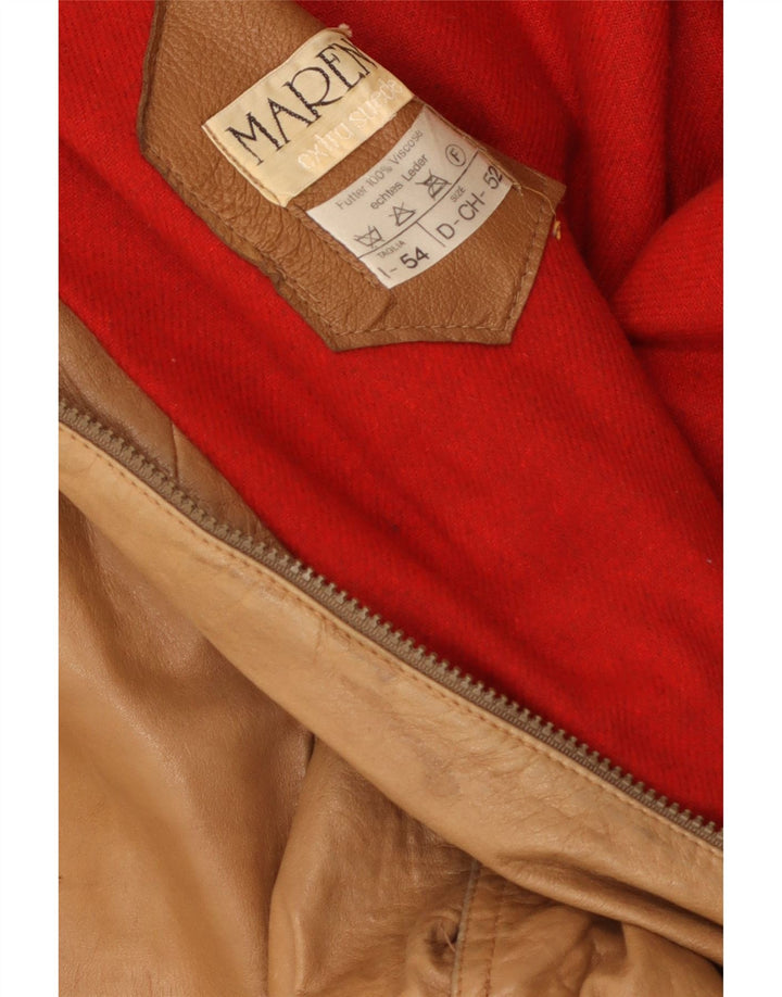 Geacă de piele pentru bărbați Maren IT 54 2XL Bej, piele bloc de culoare